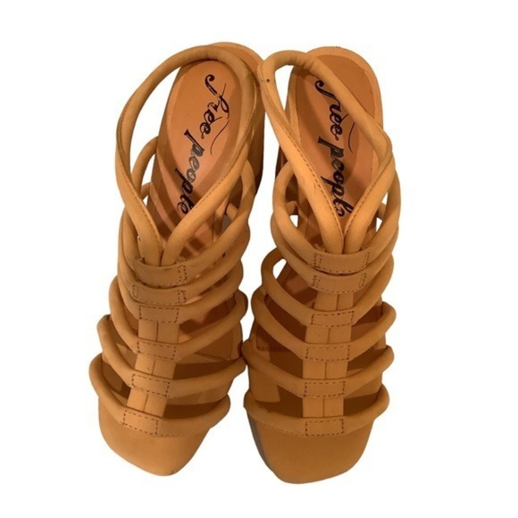 Free People Strappy Mustard Orange Heels - Picture 1 of 4